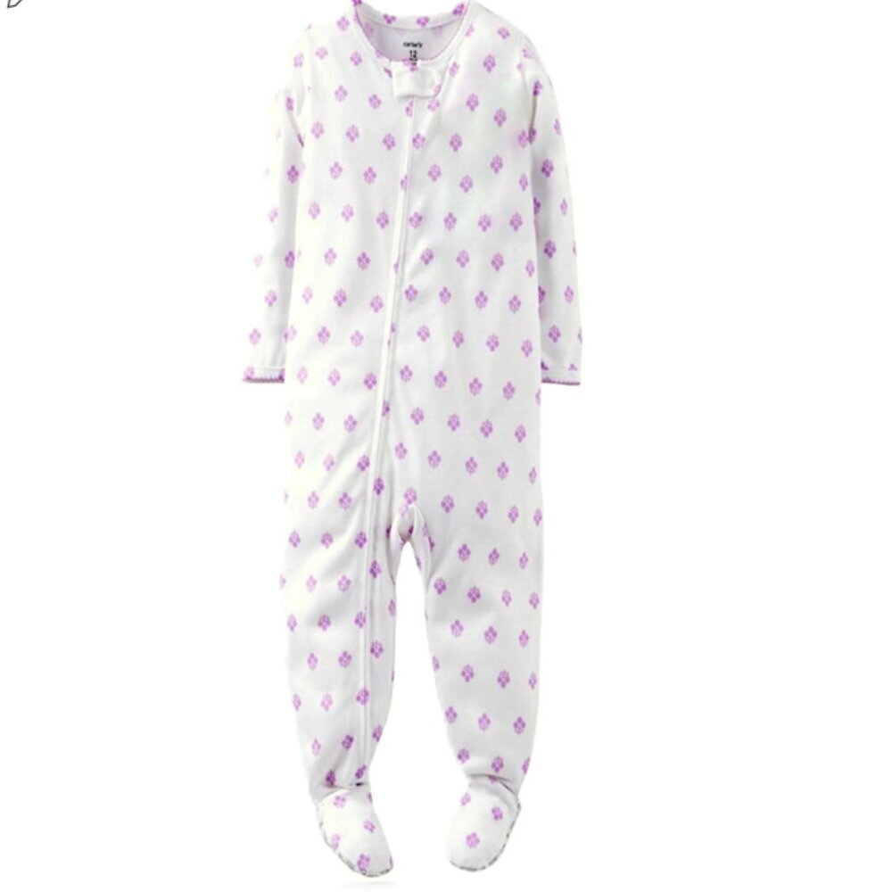 Carter's PJ's Toddler Girl's Pajamas Purple Floral Sleepwear Sleeper Zip Footie